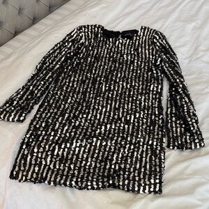Black and Silver Sequin Dress